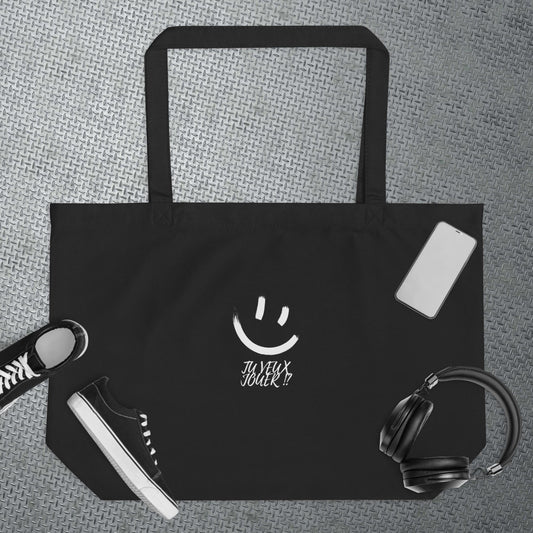 Grand Tote Bag Bio "Smiley Ludique"